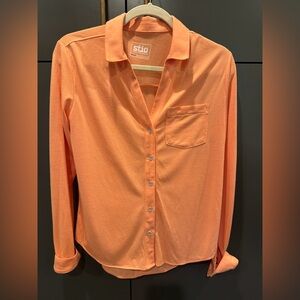 Stio Women’s Peach Button Front Shirt Blouse Size S Soft Stretch Outdoor Casual